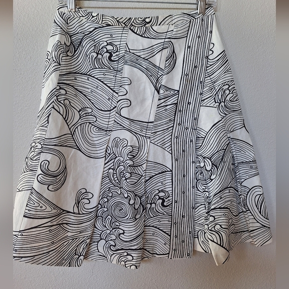 Tracy Reese Dresses & Skirts - Tracy Reese Womens Silk linen Blend Knee Length Skirt. Black/Cream. Size 0